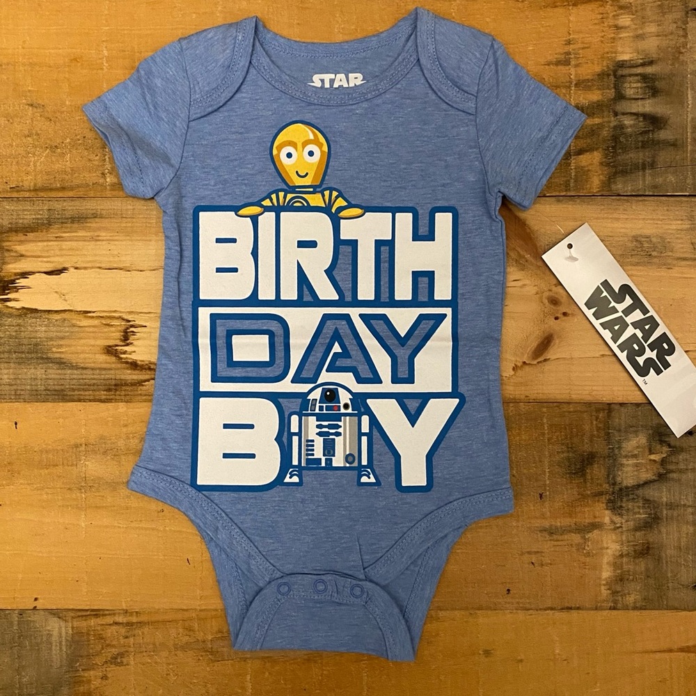 Star Wars Birthday Boy C-3PO R2-D2 Onesie Bodysuit